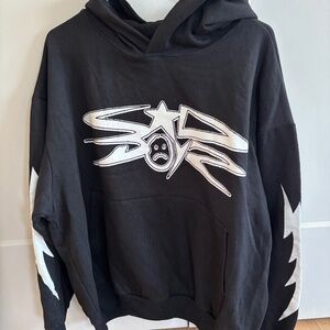 New Sad Boyz Hoodie Black Graphic – SB Star Logo Lightning Sleeve Men's Size M